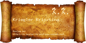 Kriegler Krisztina névjegykártya